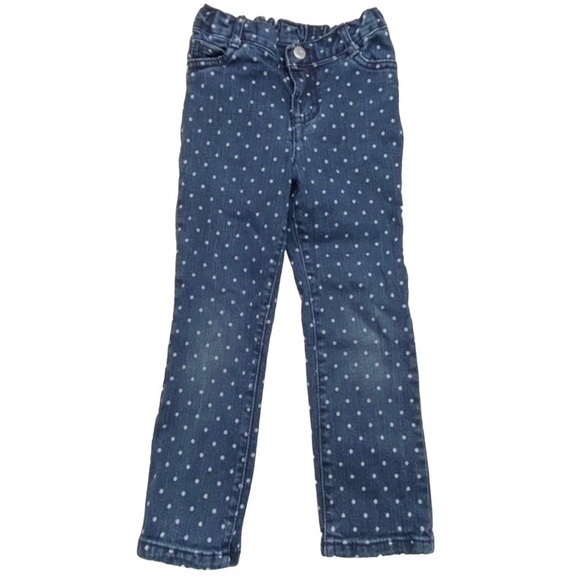 Arizona Jeans Co Skinny Jeans Toddler Girls Size 4T Polka Dot Blue Denim - Picture 1 of 12